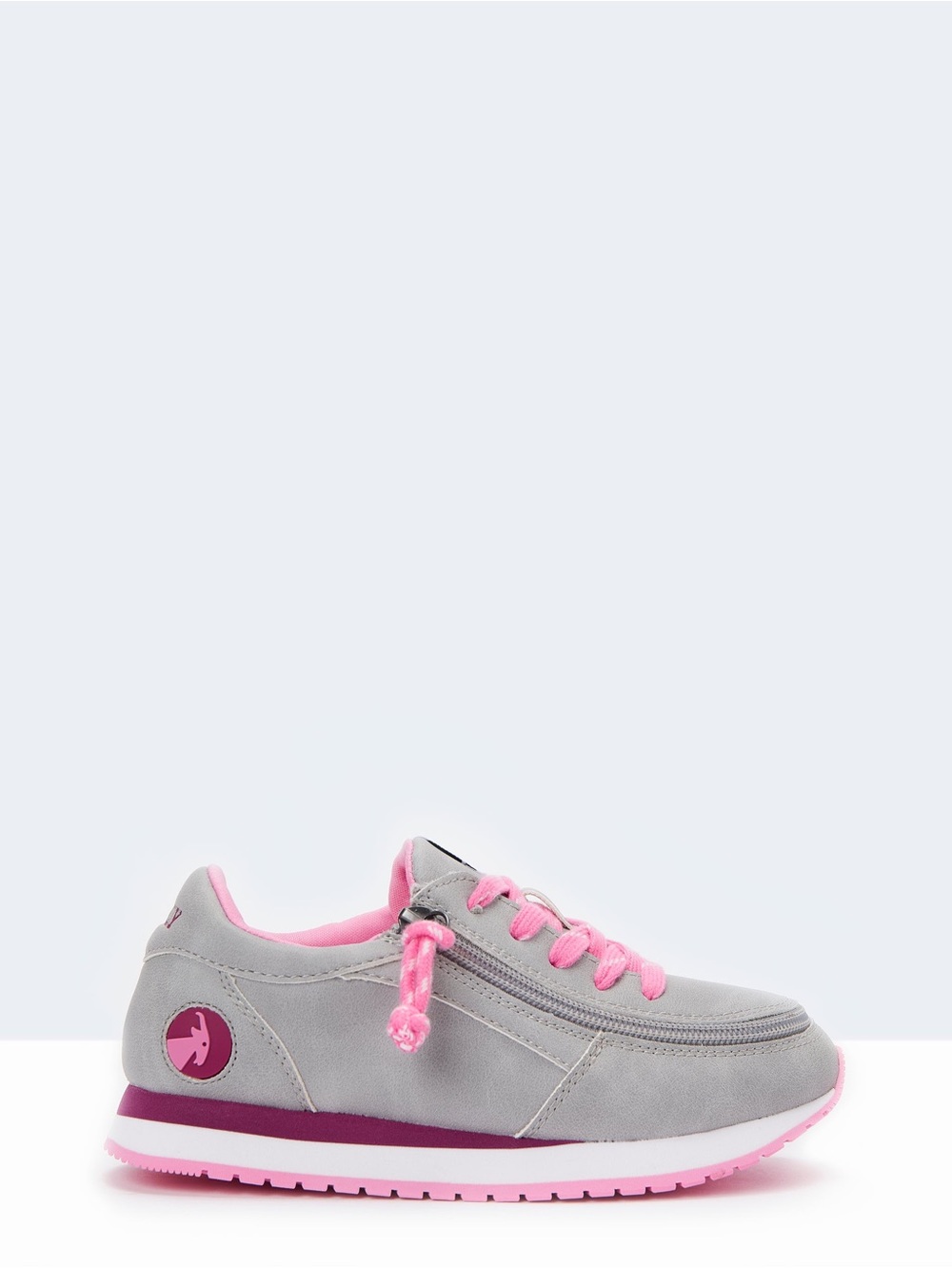 Billy Shoes AFOS Girl Grey and Pink Easy-On Sneakers with Side Zip